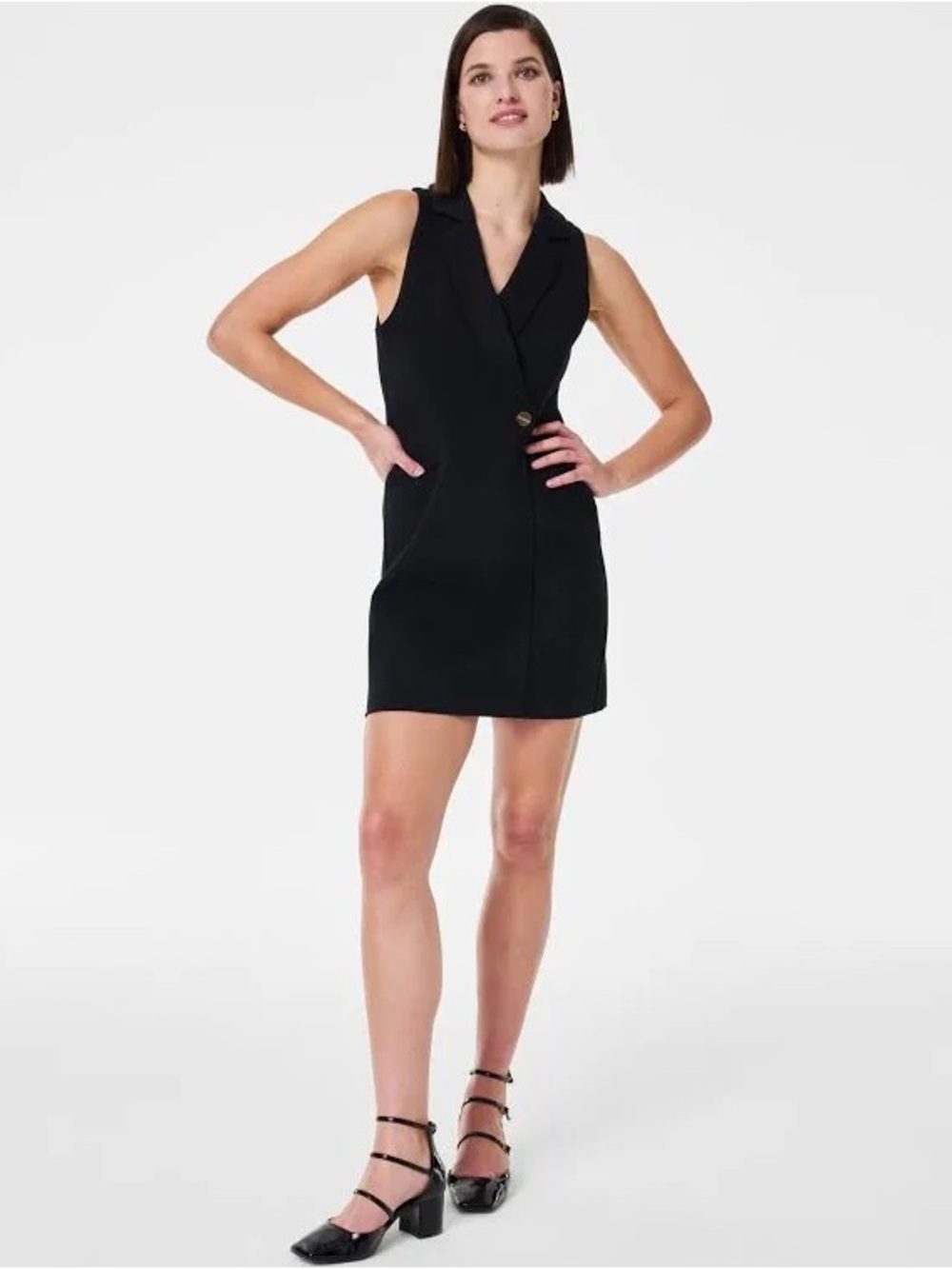 SPANX Black Sleeveless Blazer Mini Dress